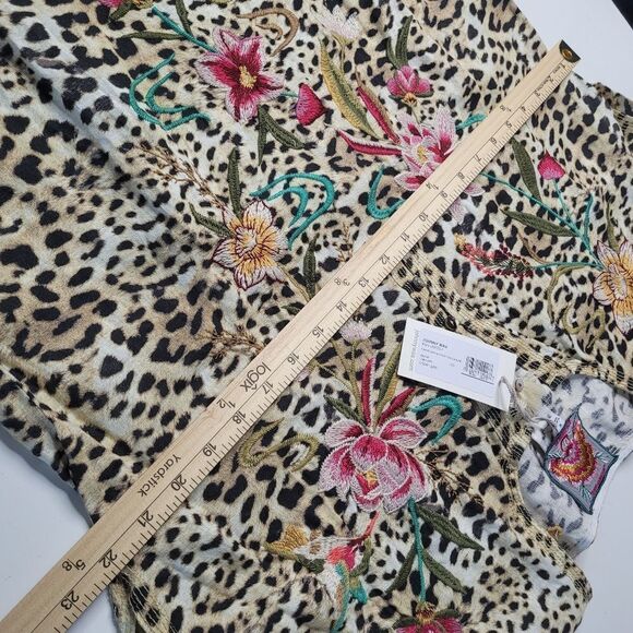 $295 JOHNNY WAS NEW LEOPARD EMBROIDERED FLORAL POPOVER DRESS COVER UP MEDIUM NWT - Picture 3 of 14